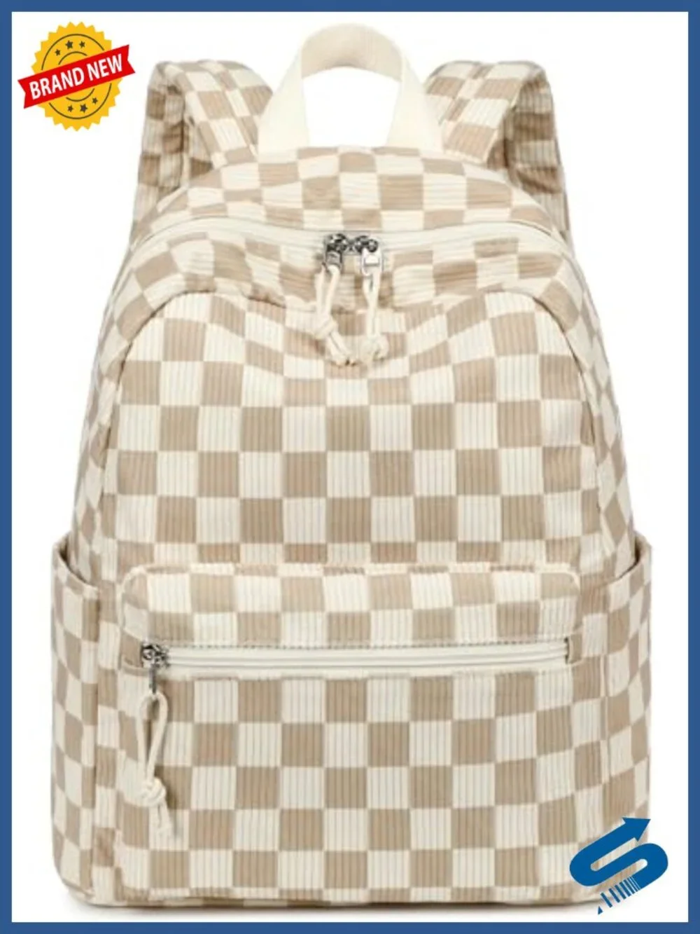 Corduroy Mini Backpack Purse for Girls Women Cute Strawberry Daypack